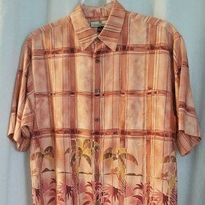 Tommy Bahama Silk Aloha Tropical Orange Button Up